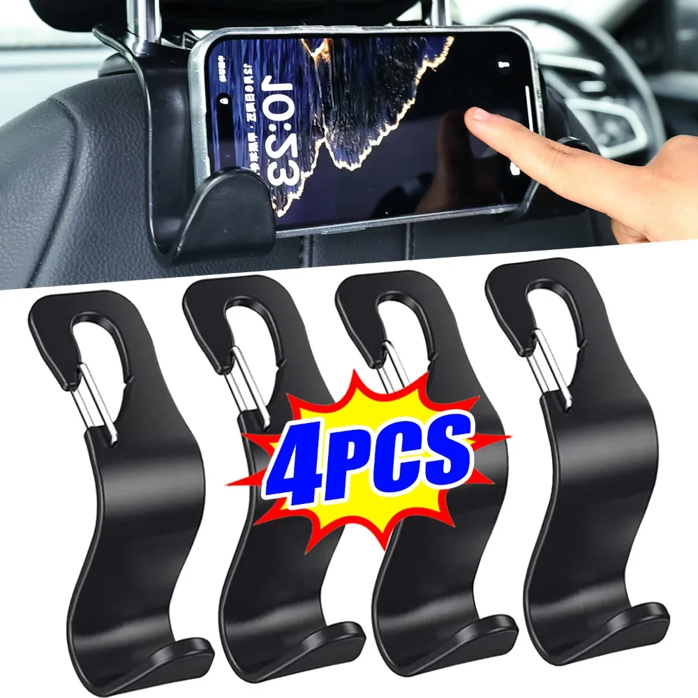 

Car Headrest Hook with Spring Buckle Thickened Hidden Seat Back Handbag Phone Holder Hook Auto Seat Front Row Anti Slip Hanger