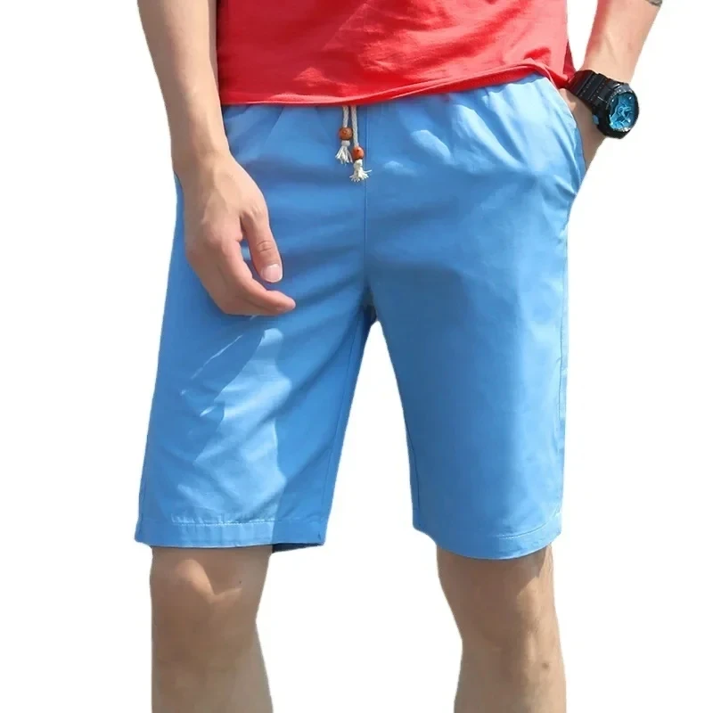 7 Colors Mens Cotton Casual Shorts Summer Business Casual Knee Pants Classic Khaki American Style Streetwear Golf Shorts Beige