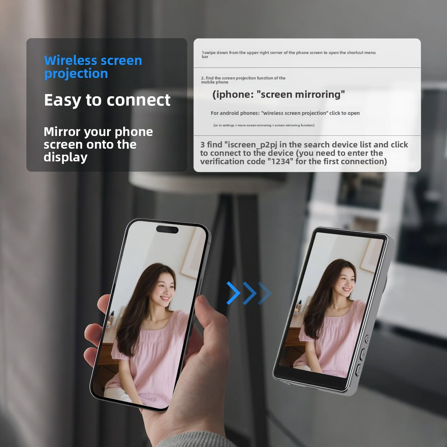 jyyxf-ワイヤレス磁気式スマホ自撮りモニター-スマートフォン背面カメラ用-セルフィーvlogライブストリーム-iphone-androidスマホ対応