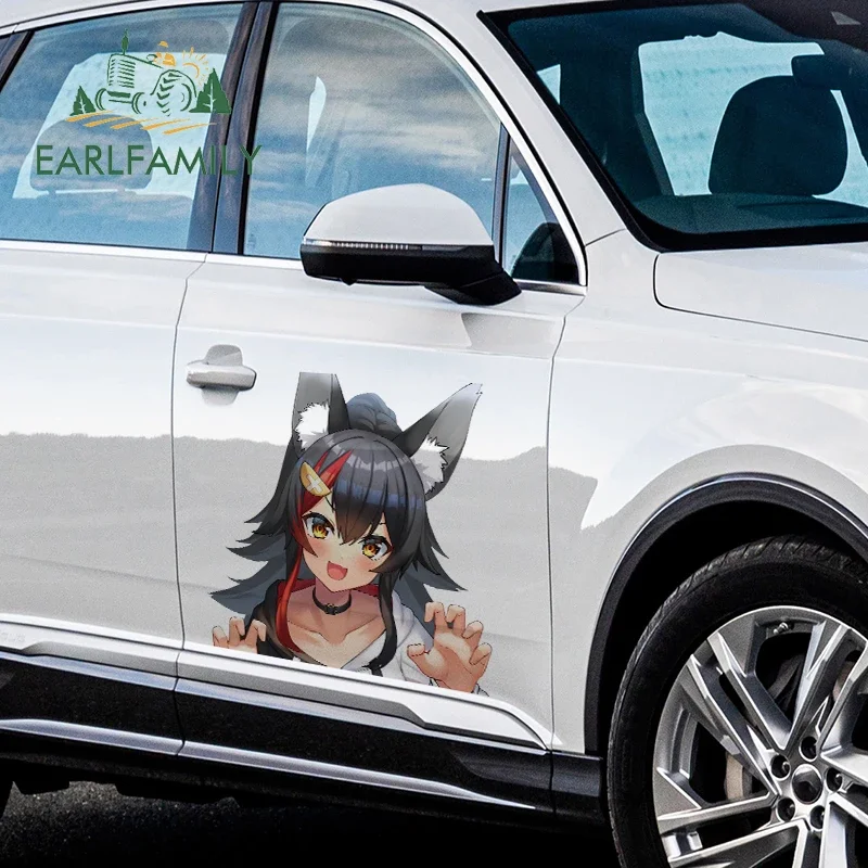 

EARLFAMILY 43 см x 41 см для Ookami Mio Peeker, автомобильные наклейки, забавная наклейка для стайлинга автомобиля, виниловая наклейка для мотоцикла, водостойкая солнцезащитная наклейка