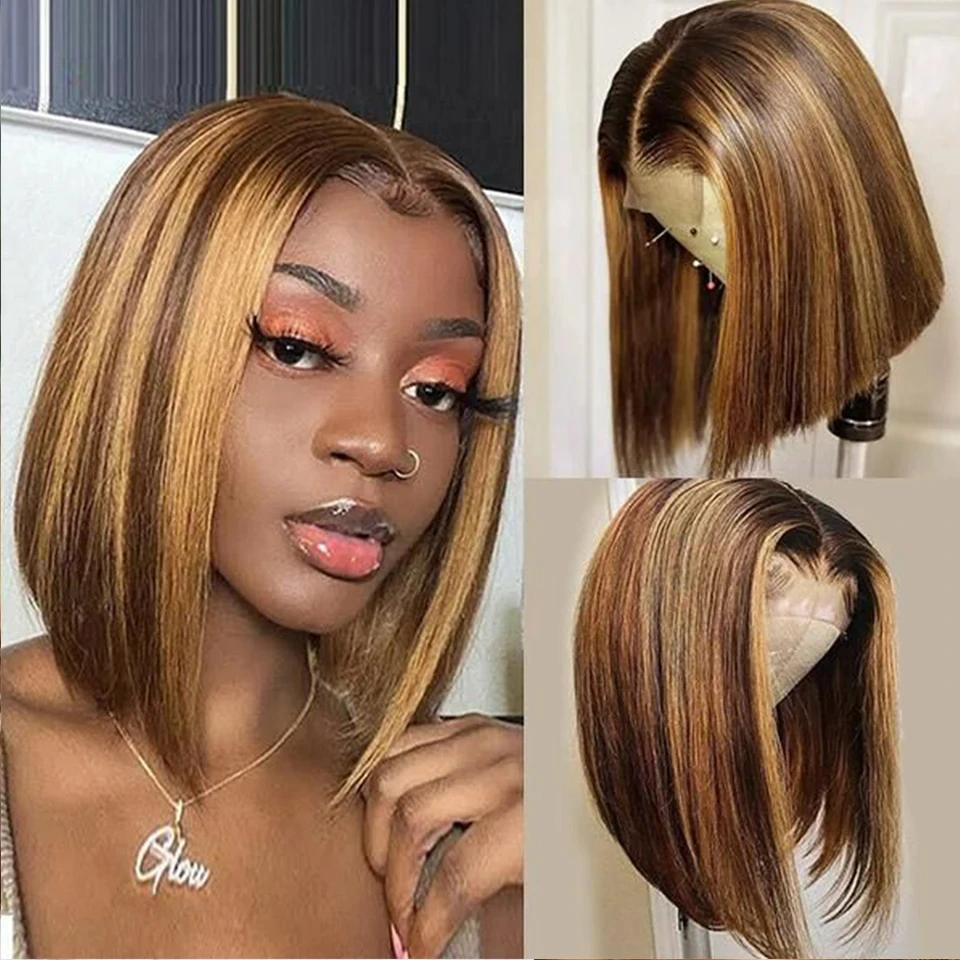 

Highlight Bob Wig Human Hair Wigs Straight Short Bob Wig 13x4 Transparent Lace Front Human Hair Wigs Piano Cheap Wig On Clearanc