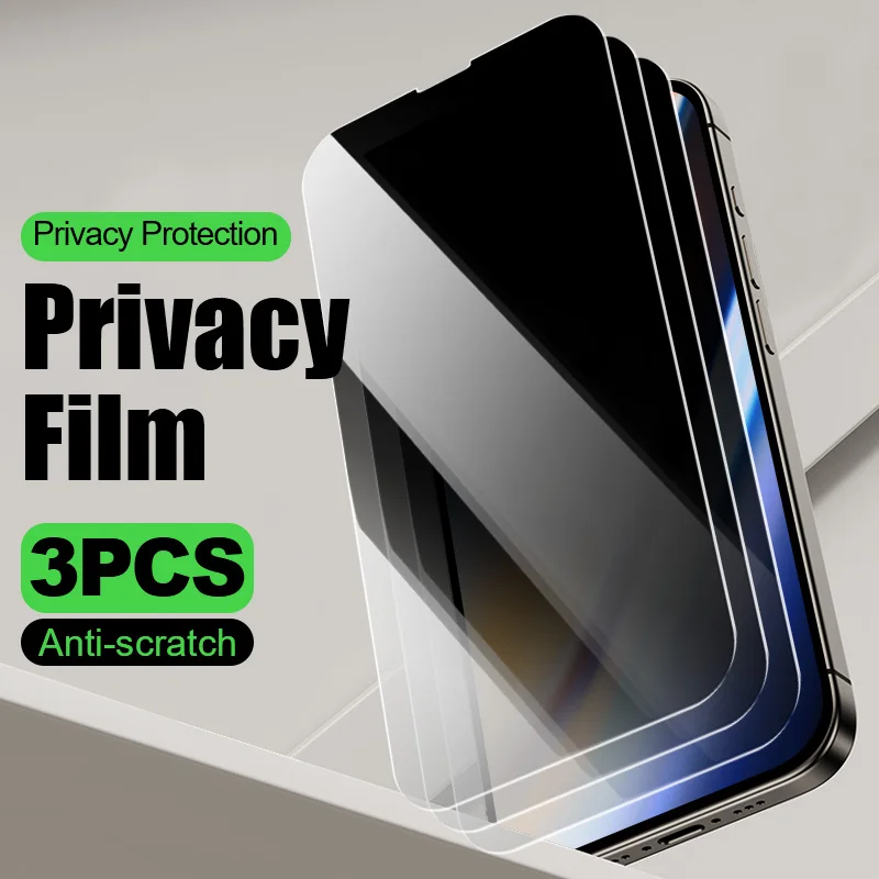 

3pcs Tempered Glass Smartphone For IPhone 16 15 Plus Privacy Protective Film 14 13 12 Mini Phone Screen Protector 11 Pro XS Max