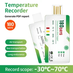 Registratore dati di temperatura usa e getta impermeabile 180 giorni registratore USB rapporto PDF allarme temperatura indicatore LED per lo stoccaggio del trasporto