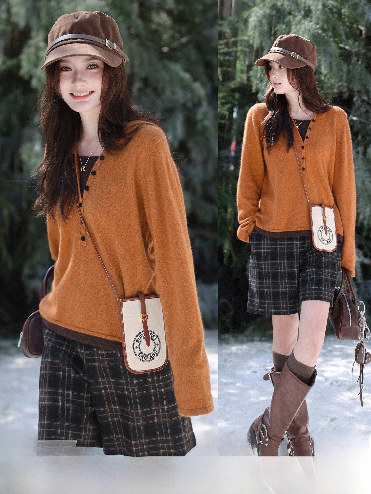 

Модный женский трикотажный худи свободного кроя с V-образным вырезом, в стиле колор-блок, с длинными рукавами, для многослойного ношения, повседневный, осенняя новинка