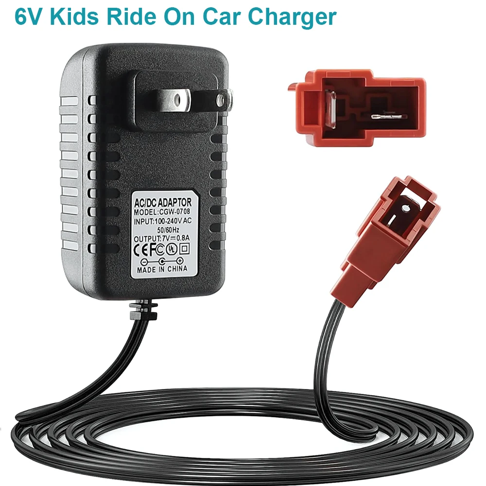 6 Volt Battery Charger for Ride On Toys, 7V 1000MA Battery Charger for Rollplay Spyder Kid Trax Toddler Wildfire Quad Moto ATV