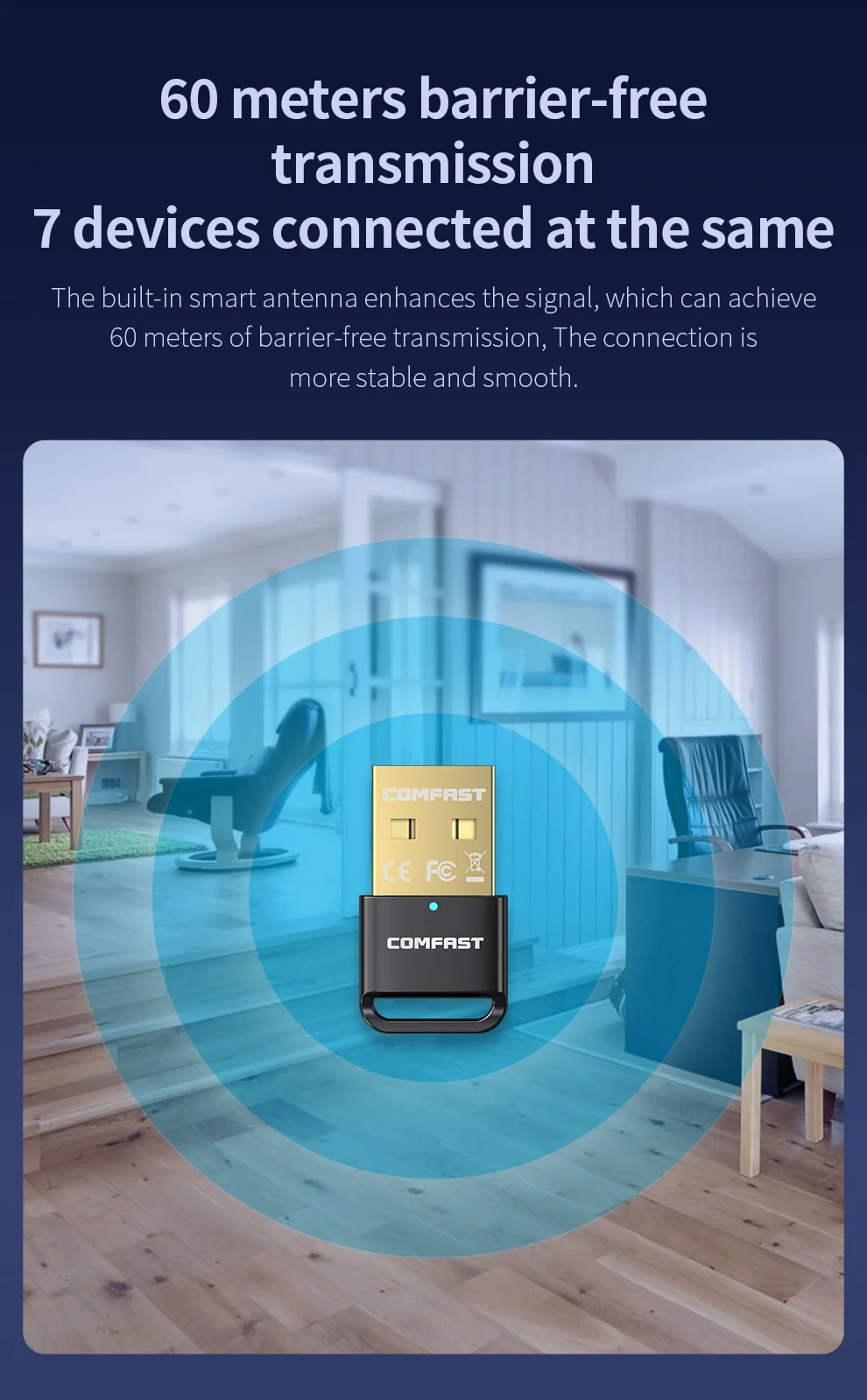 COMFAST USB Bluetooth 5.1 Dongle адаптер ПК ноутбук динамик мышь клавиатура геймпад приемник 2,4 ГГц аудио для 10 м Win8.1/10/11