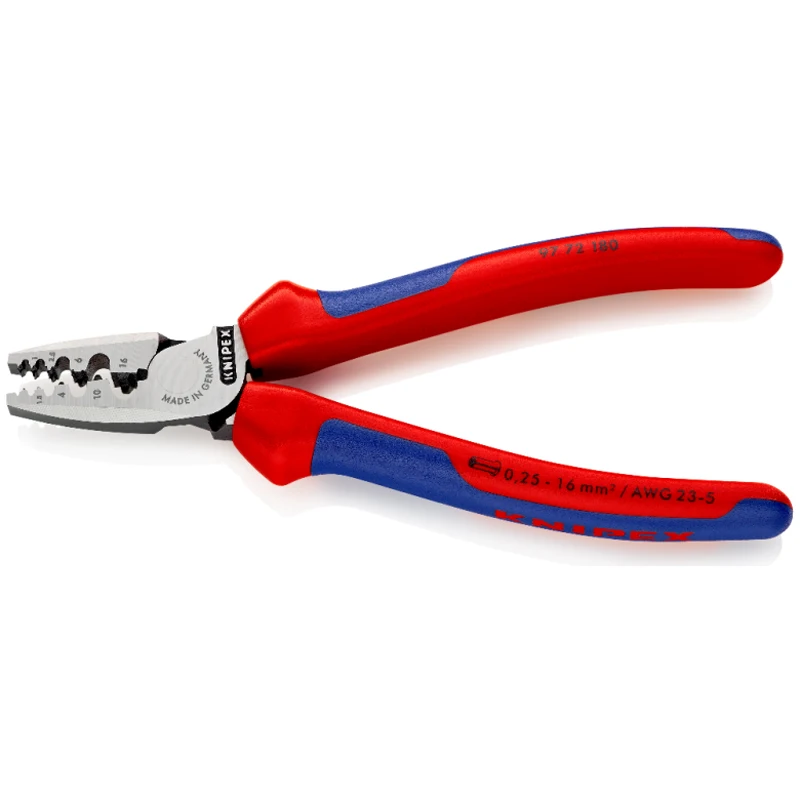 KNIPEX 97 72 180 Crimping Pliers 9 Crimp Profiles Slim Design Crimping Tool for Wire Ferrules