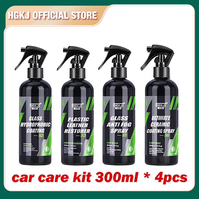 300ml x4pcs Car Care Kit  Glass Hydrophobic Protection Coating Plastic Restorer Defogging Quick Spray Extended Wax Sealan HGKJ