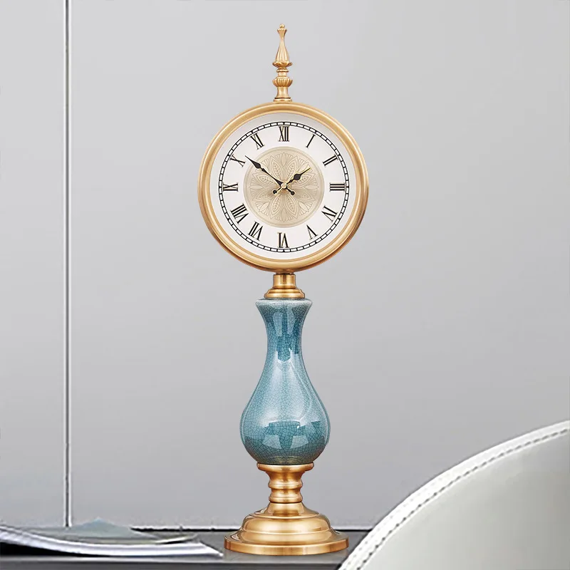 Retro ceramic fashion table clock European creative countertop clock Home furnishing ornament Time watch