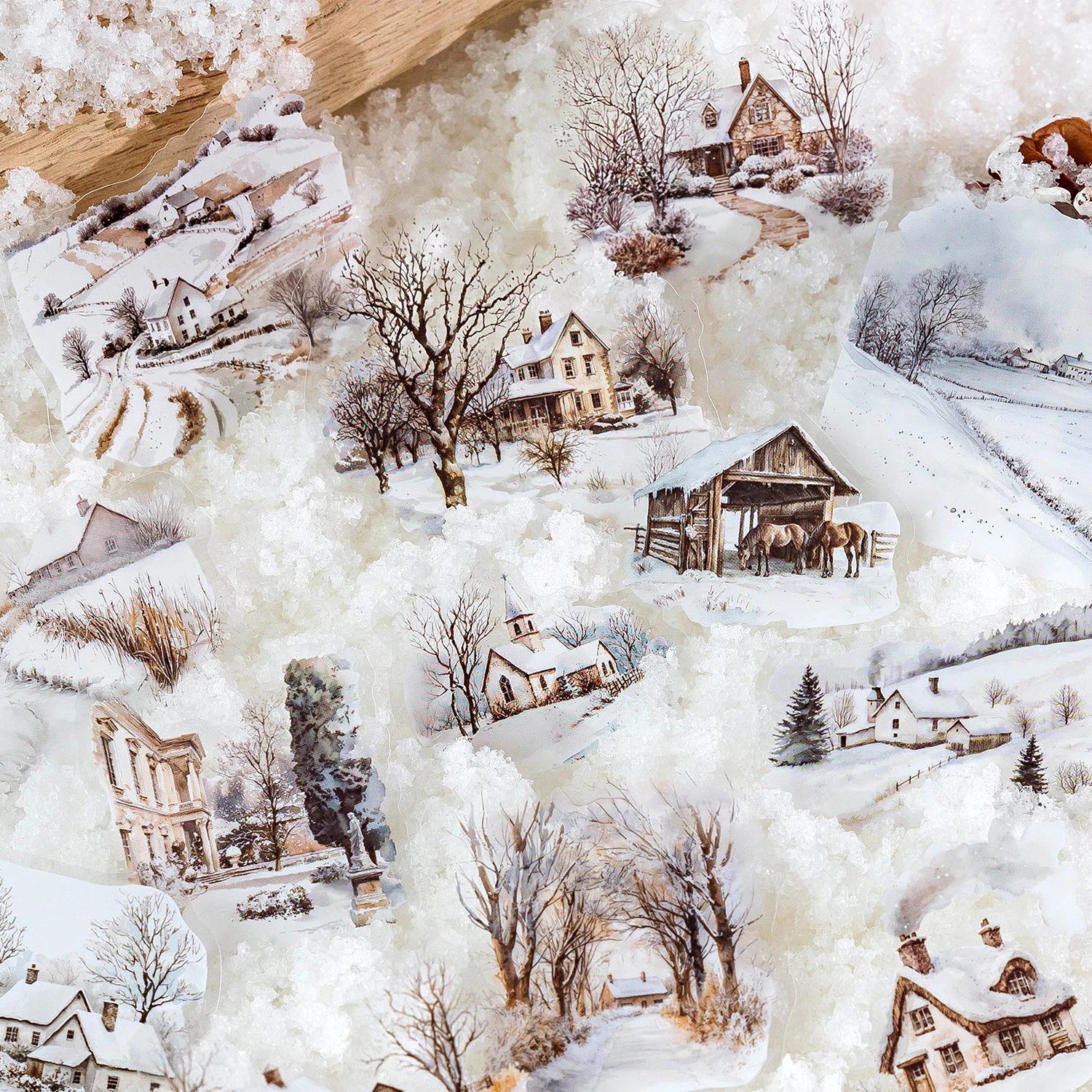 JIANQI 30pcs Winter Life Stickers Aesthetic Landscape Decorative Scrapbooking Diary Album Collage material junk journal supplies