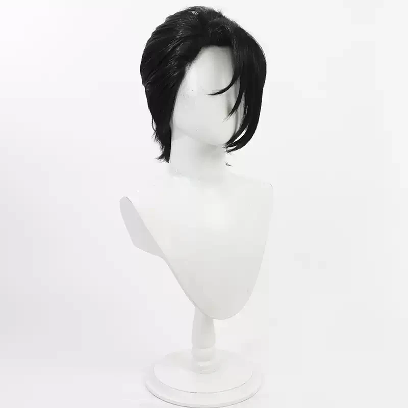 Brújula: Sistema de análisis de proporciones de combate Pelucas de cosplay 30 cm Pelo negro corto y liso resistente al calor