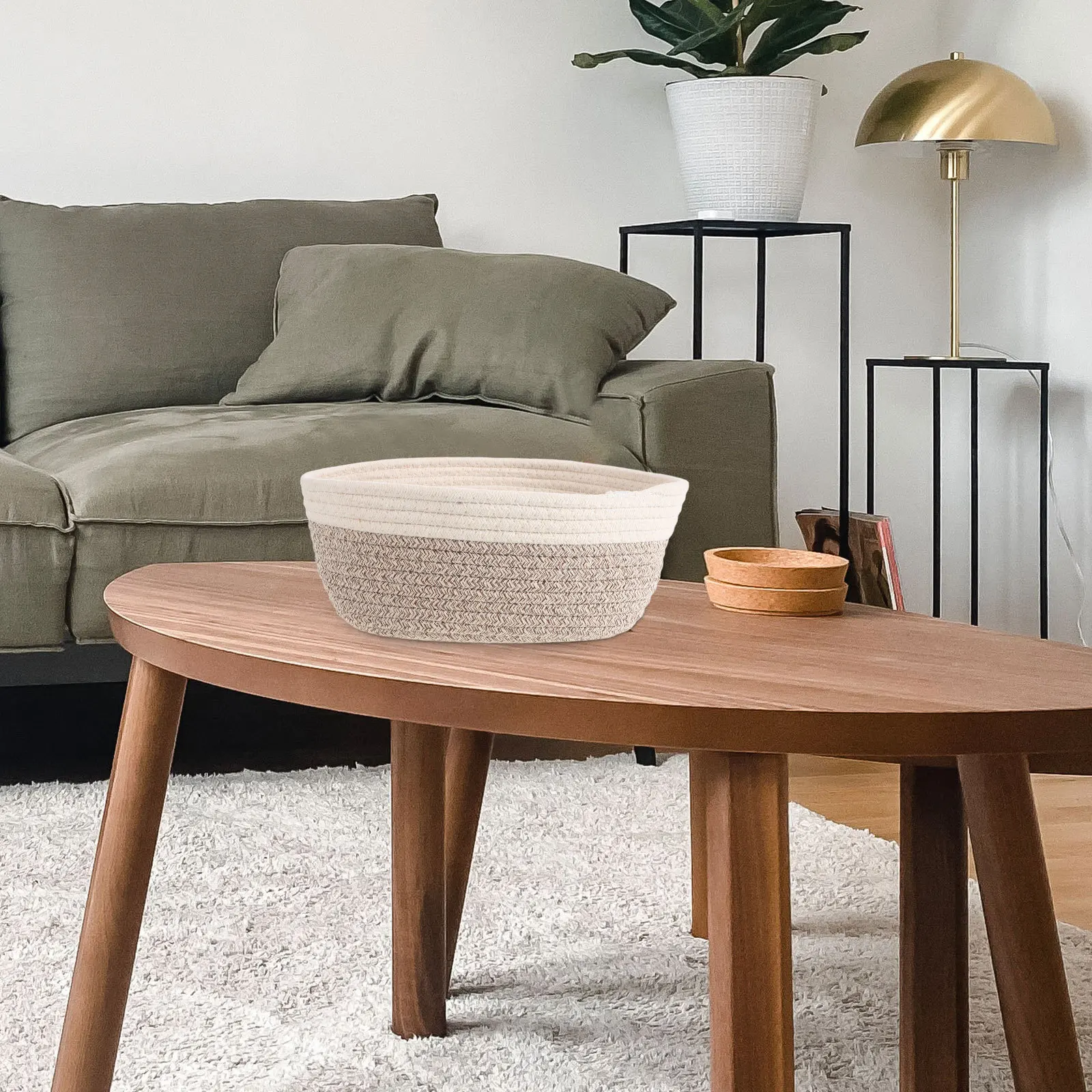 

Cotton Rope Storage Basket Versatile Organizer for Living Room Bedroom Bathroom Pantry Door Decorative Container