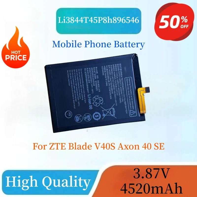 

Brand New 3.87V 4520mAh Li3844T45P8h896546 Replaceable Mobile Phone Battery For ZTE Blade V40S Axon 40 SE Mobile Phone+Tools