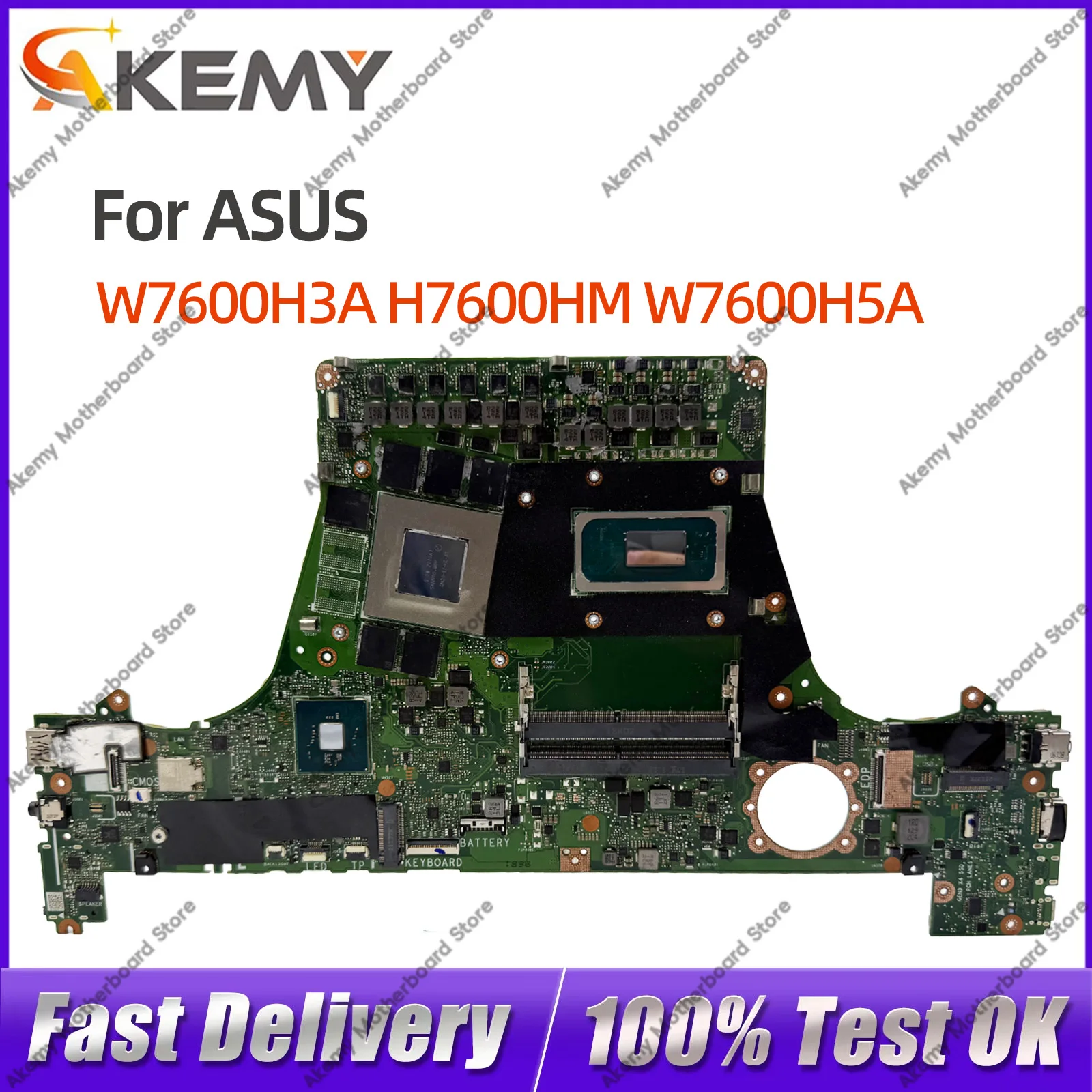 

For ASUS W7600H3A Notebook Motherboard H7600HM W7600H5A J7600H3A J7600H5A J7600HM i7 W-11955M RTX-A3000 Tested