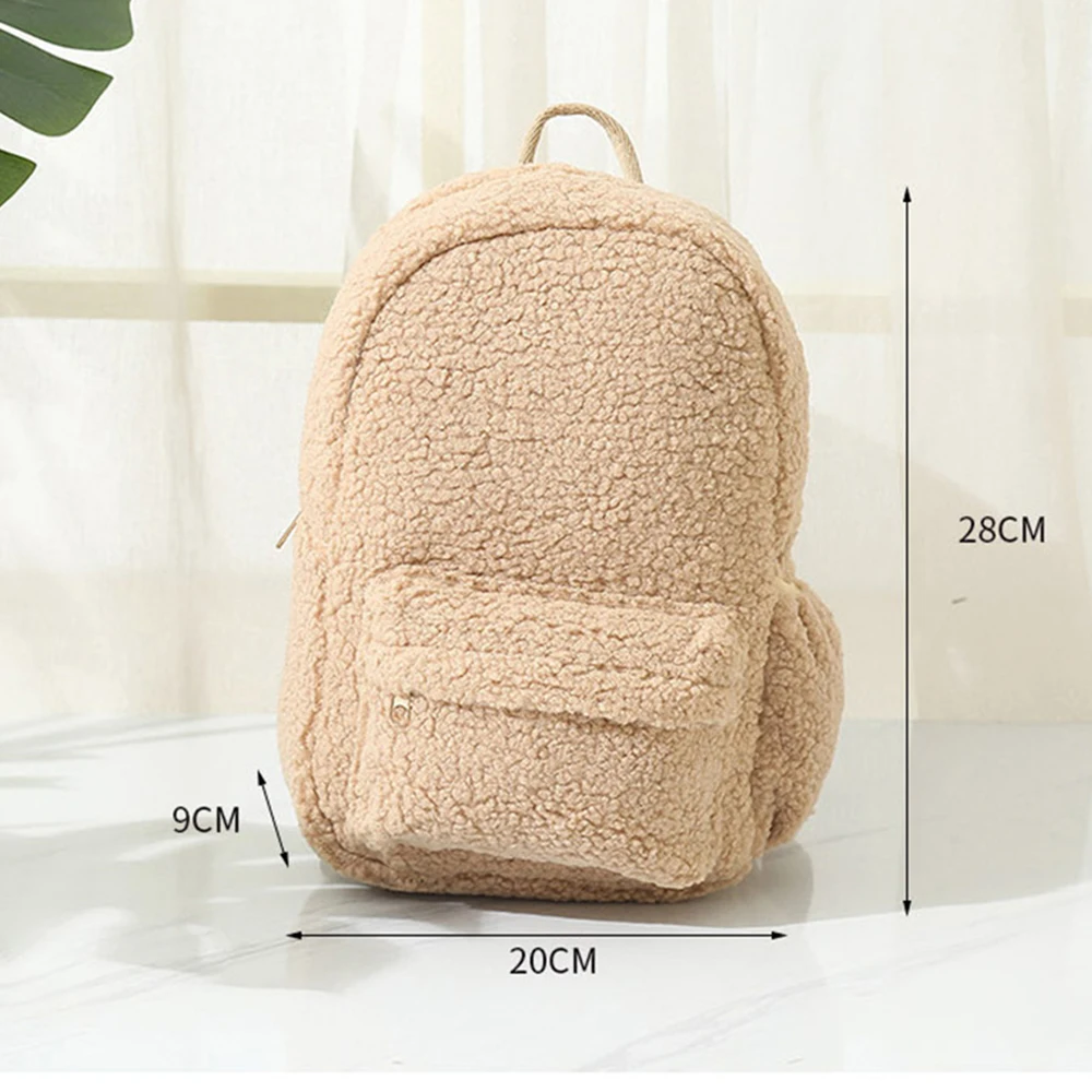 New Arrival Lamb Wool Backpack for Boys Girls Personalized Embroidered Name Plush Children\'s Outdoor Backpack Custom Schoolbags