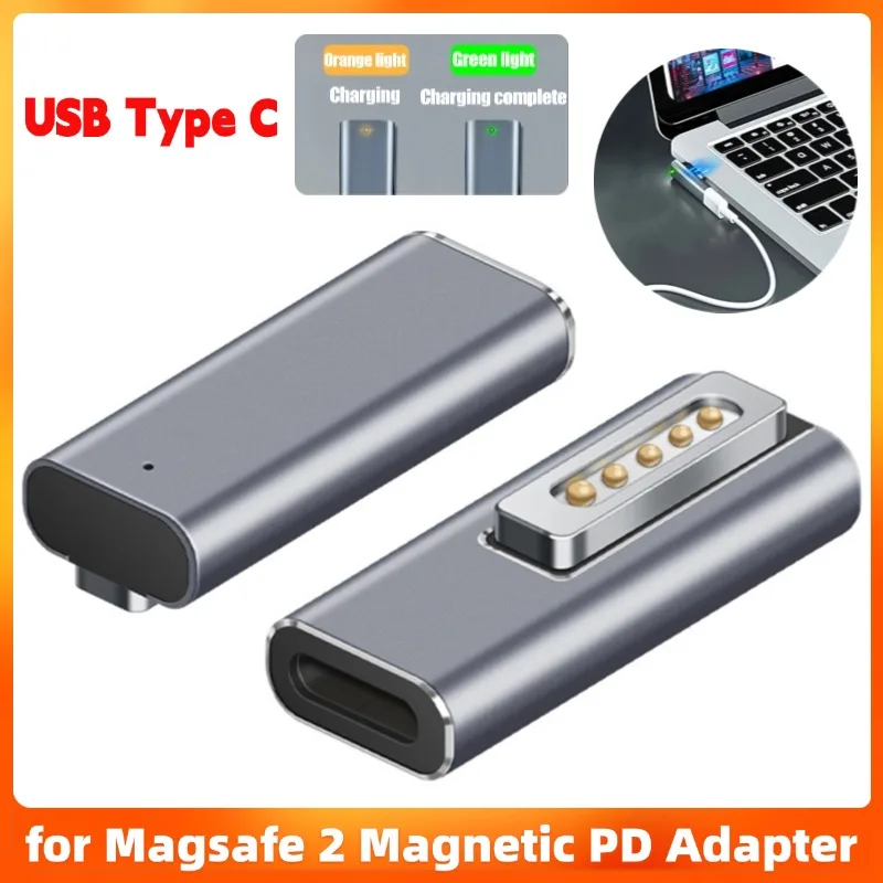 USB Type C Magnetic PD Adapter Fast Charging USB C Female Fast Charging Magnet Plug Converter for Magsafe 2 for MacBook Air/Pro