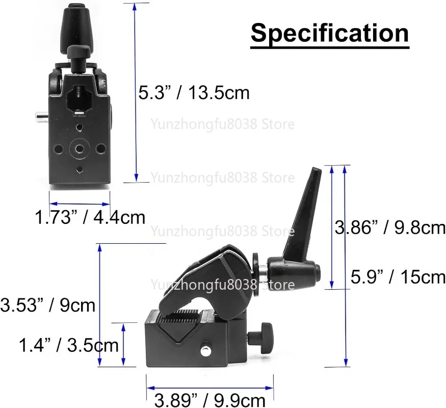 Multifunctional Super Clamp with Standard Stud for Studio Camera Lighting 035 M035VR