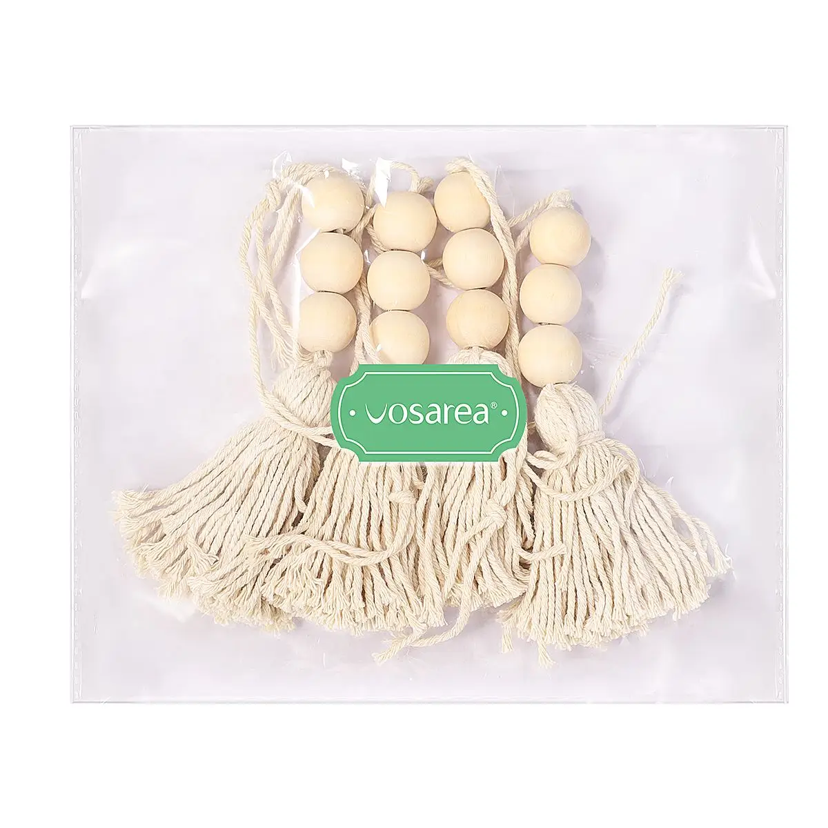 4Pcs Wood Beads Tassel Ornaments Natural Hanging Pendants Handmade Decor for Backpack Car Curtain Photography Props Bohemian