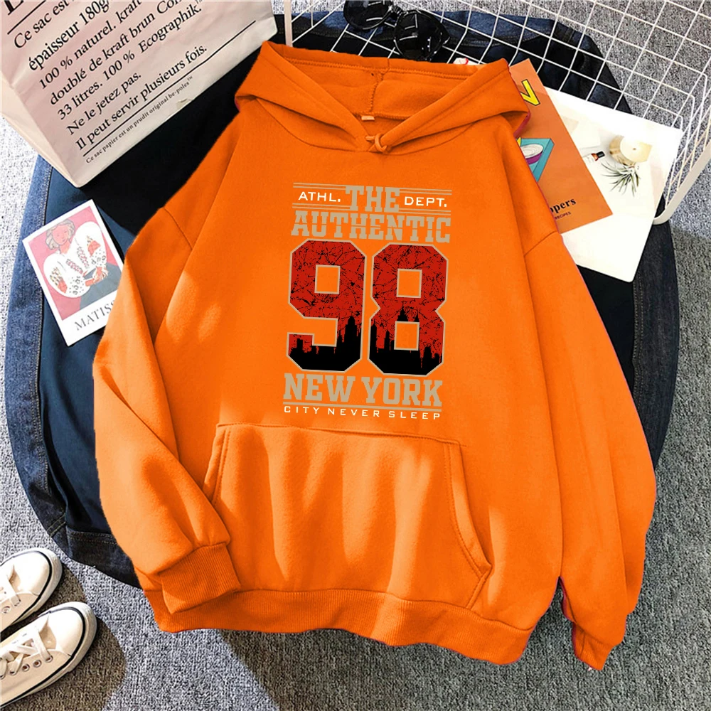 The Authentic 98 New York Pattern Hoodies Female Funny Casual Streetwear Autumn Hip Hop Pullover Fleece Oversied Women Hoody