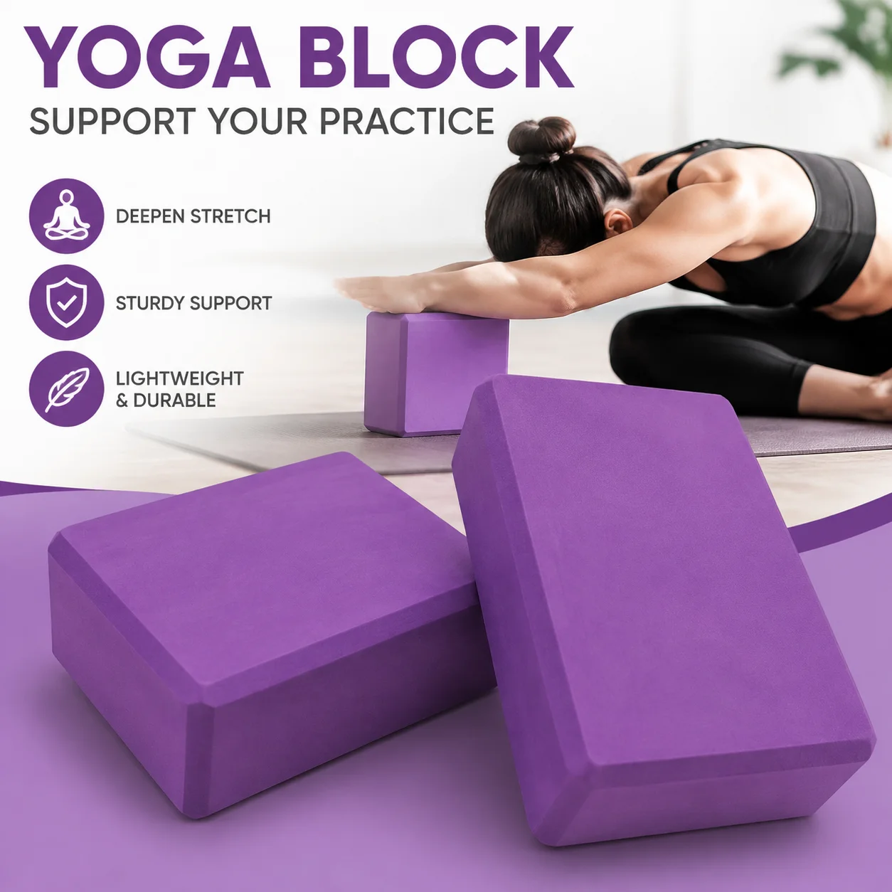 High Density EVA Yoga Block Non Slip Foam Brick For Yoga Pilates Stretching Balance Support Home Gym Workout Fitness Accessories