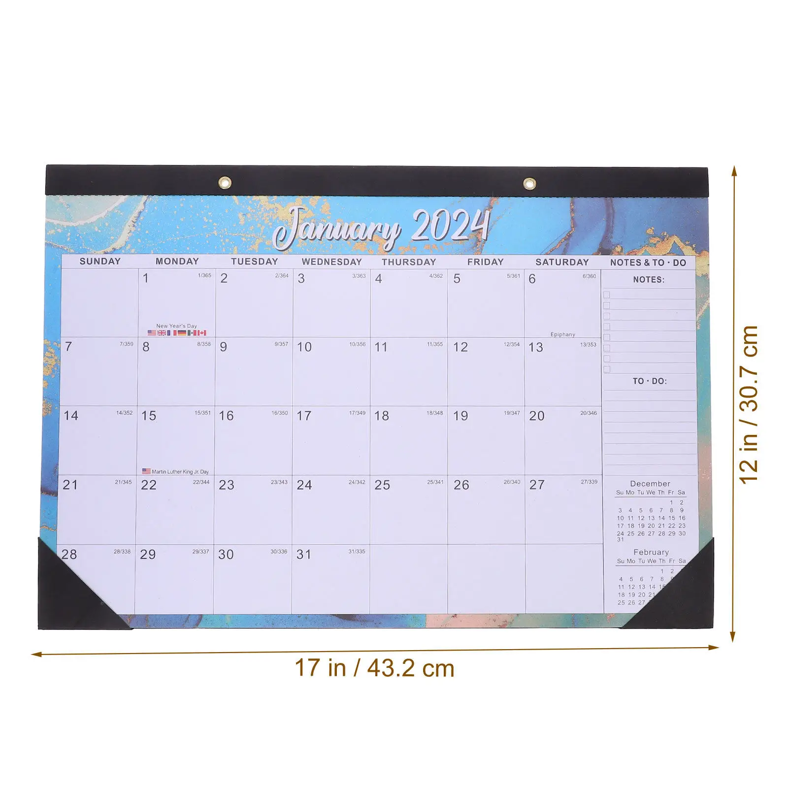 English Wall Calendar 2024 Thick Paper Hanging Monthly Planner for Home Office Classroom Date Tracking