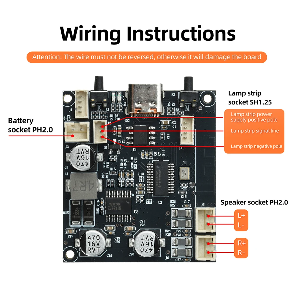 Bluetooth 6.0 Audio Amplifier Module 5W+5W AAC SBC Decoder Type-C Charge Boost Circuit DIY Portable Bluetooth Speaker Board