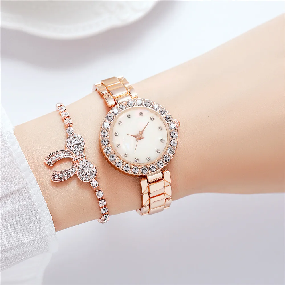 Luxury Women's Watch Rhinestone Set Steel Watch for Women Metal Strap Quartz Ladies Bracelet Watch Clock