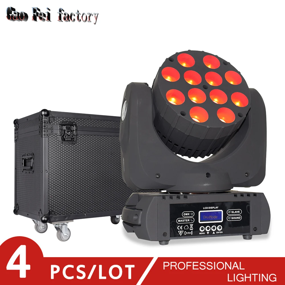 

With Flight Case Led 12x12W Moving Head Beam Light Lyre Wash RGBW 4in1 For DJ Party Stage High B