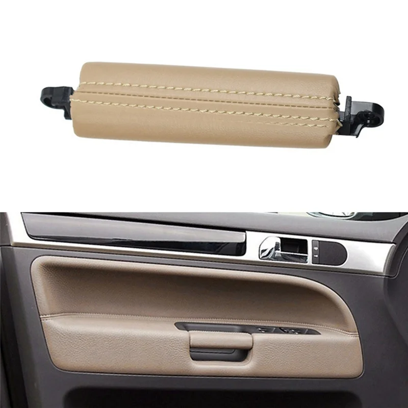 Car Interior Door Pull Handle Trim 7L6867161 for VW Touareg 2003-2010 Side Door Handle Inner PU Leather LHD RHD Beige