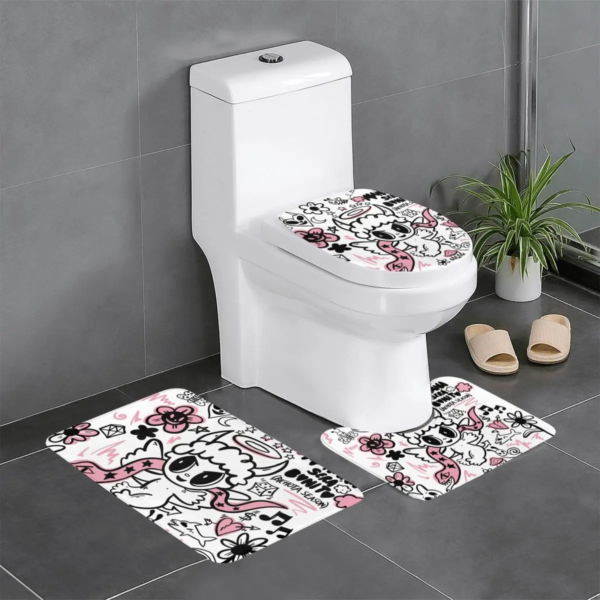 Custom Reggae Ainger Karol G Bichota Season Bathroom Rugs Set 3 Pieces Non-Slip Toilet Bath Mat Sets