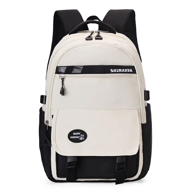 

Simple School Bags for High School Girls Large Capacity Travel Backpack Black and White Lightweight College Student Backpacks