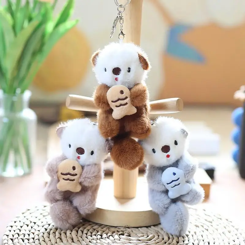 Animal Plush Keychain Soft Cuddly Stuffed Animal Keychain Purse Pendant Keychain Accessories Cute Animal Doll Keychain For