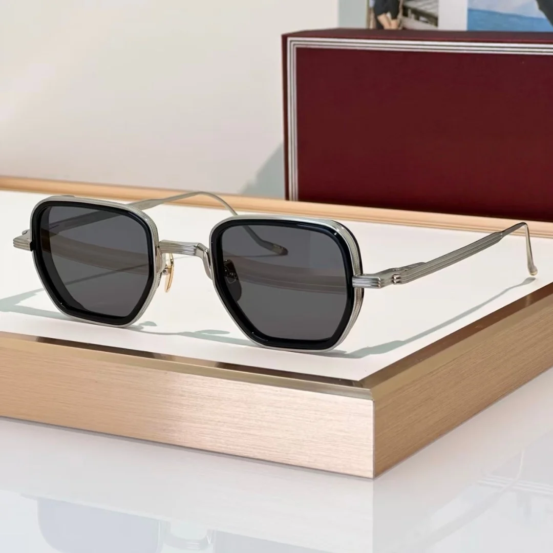 

ATKINS Square Sunglasses Metal Acetate Frame Handcrafted UV400 Vintage Classic Fashion Eyewear for Men Women with Case