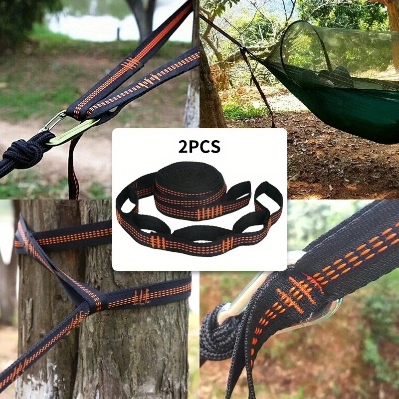 2pcs Hammock Straps, Special Reinforced Polyester Straps, 5 Ring High Load-Bearing Barbed Hammock Straps For Outdoor Camping