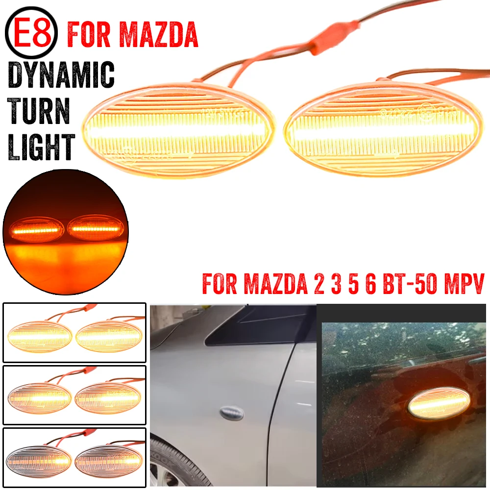Luz Led de intermitente dinámica, marcador lateral, repetidor, lámpara secuencial, indicador intermitente para Mazda 2 3 5 6 BT-50 MPV DY BK DE GG GY