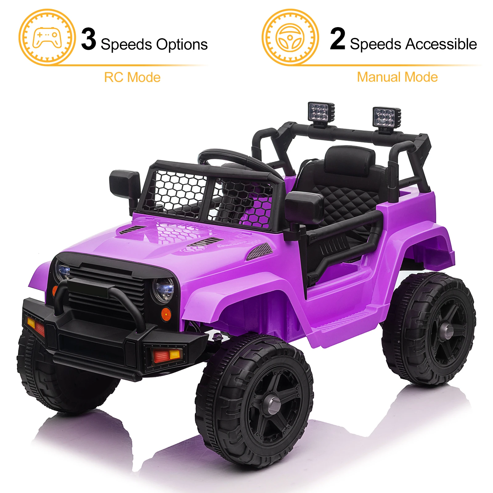 LEADZM Dual Drive 12V 4.5A.h with 2.4G Remote Control Jeep Purple