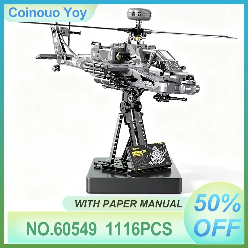 Display-worthy MOC 60549 Technical Helicopter Model Building Blocks City Army Airplane Assembly DIY Brick Toy Christmas Gift Set