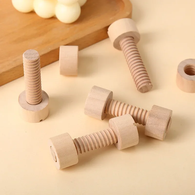 Wooden Screw Nut Assembly Educational Toy Solid Wood Screw Nut Decompression Fine Movement Training Educational Toy For Children