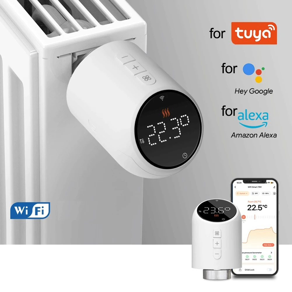 لوحدة تحكم صمام المبرد الحراري Tuya Wifi مع التحكم في تطبيق الهاتف الذكي وتنشيط الصوت لـ Alexa