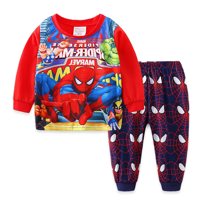 Free shipping Children\'s Pyjamas Spiderman Set The Hulk Collection Kids Set Boys Girls Cartoon Long Sleeve Sleepwear 2-7T