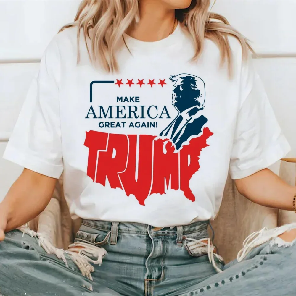 Make America Great Again Trump America Map Printed Pattern Trendy Style Women's Fashion New Explosive Gothic Summer T-Shirt