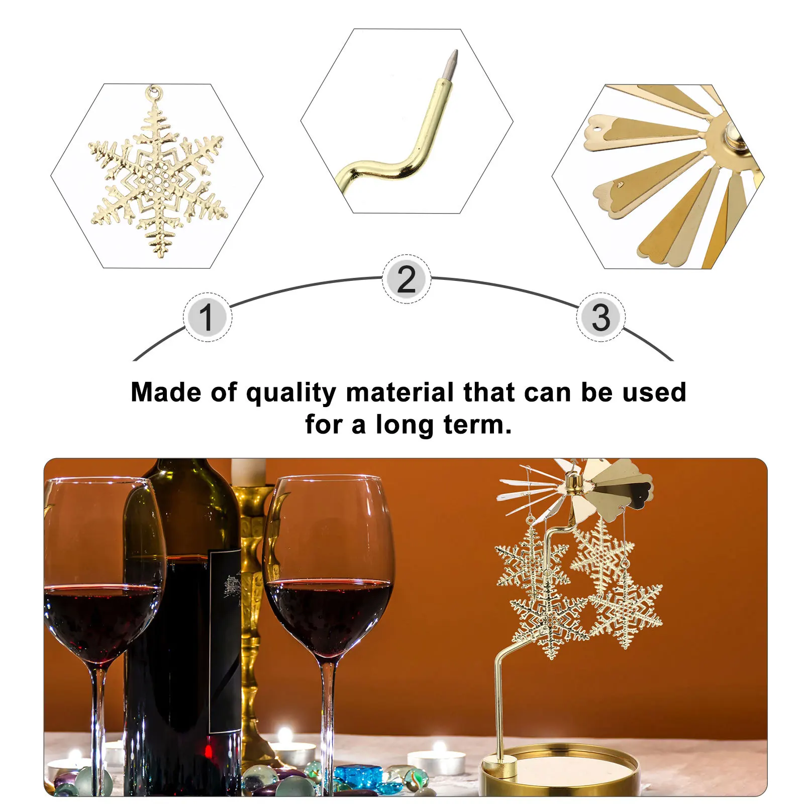 

1pc Christmas Metal Rotatory Candlestick For Home Xmas Holder Wedding Party Decoration Holiday Lighting Accessory