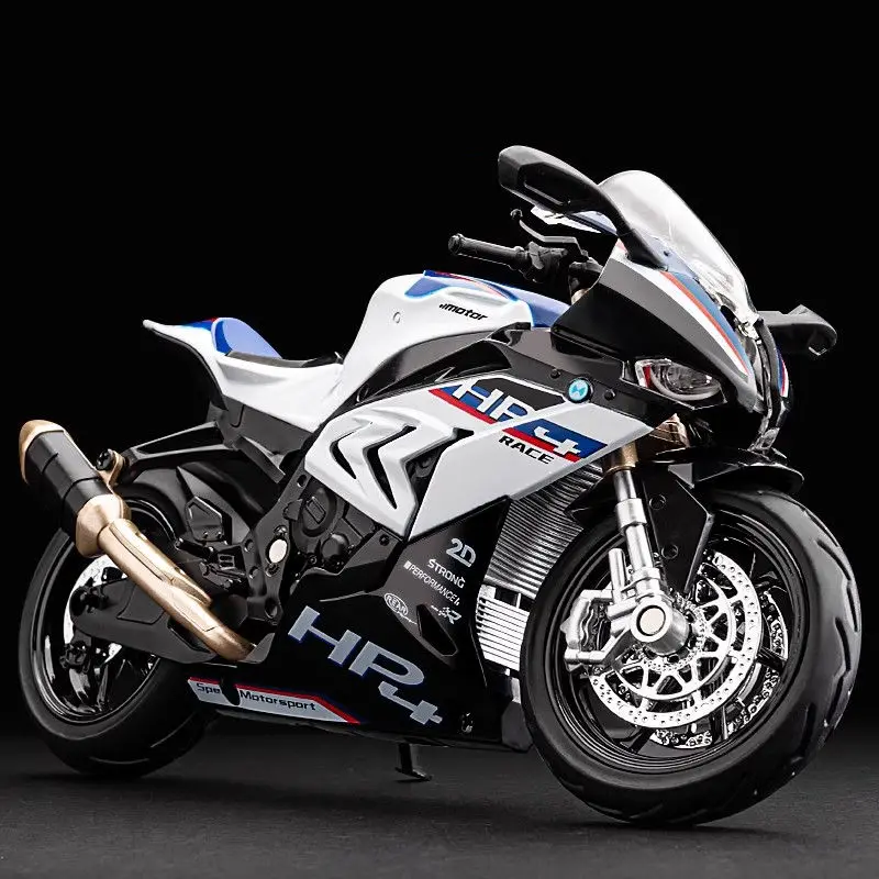 1:12 S1000RR HP4 Race Alloy Top luxury Sports Motorcycle Model Diecast Metal Street Racing Motorcycle Model Sound Light Kid Gift