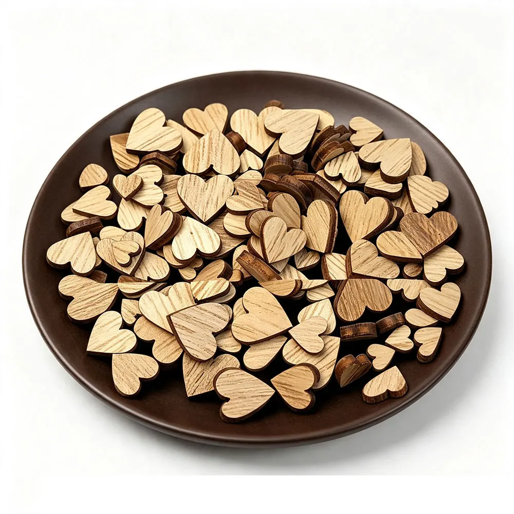 500PCS 6mm 8mm 10mm 12mm Love Heart Shaped Wooden Wedding Table Scatter DIY 4 Sizes Mixed DIY Buttons Making Crafts Decoration