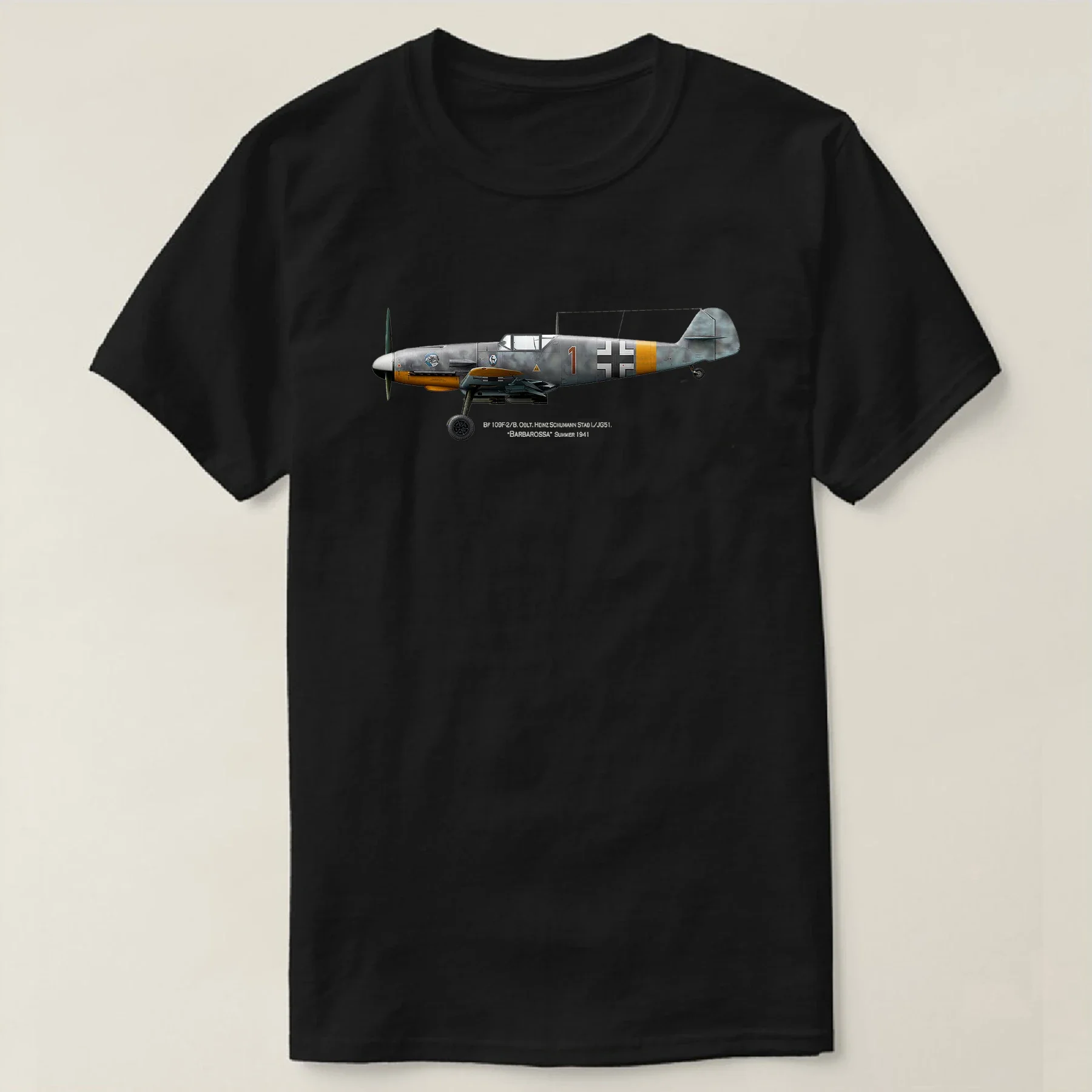 Heinz Schumann Stab I.JG51 Barbarossa Messerschmitt Bf 109F2B camiseta de combate 100% algodón pantalón corto Casual manga cuello redondo camiseta para hombre
