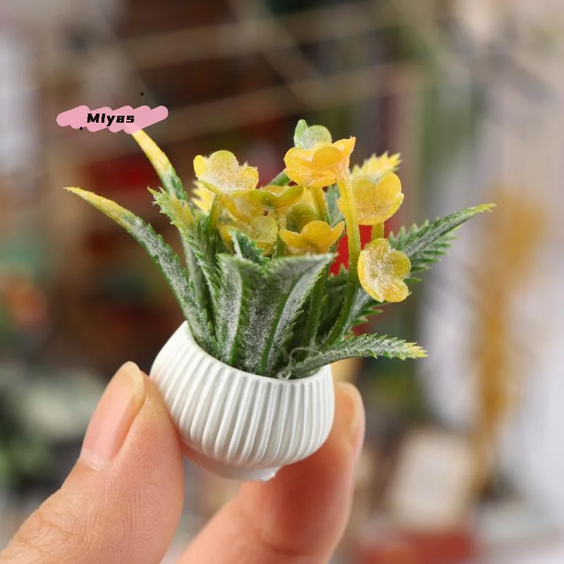 Modelo de plantas em vasos para casa de bonecas em escala 1/12, decoração de casa, micro enfeites de paisagem, acessórios de casa de bonecas de simulação