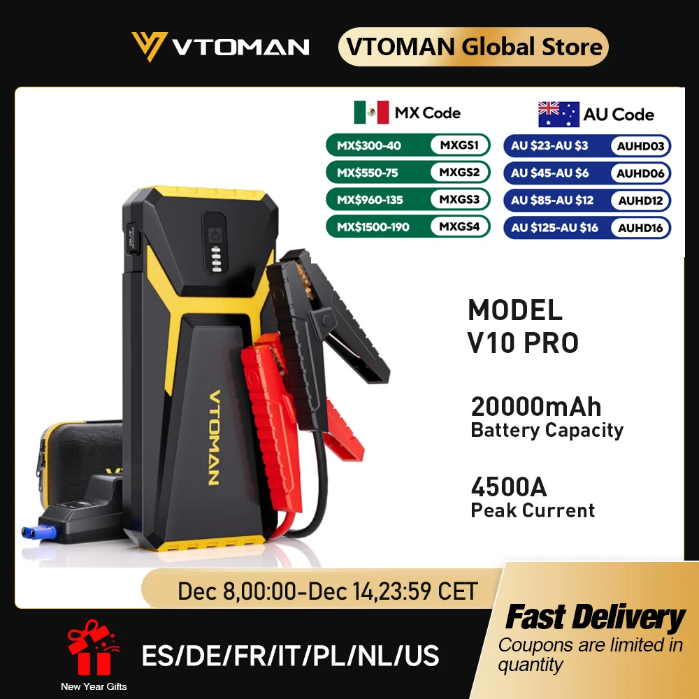 VTOMAN قوة البنك 20000mAh الانتقال كاتب شاحن محمول سيارة الداعم 4500A السيارات بدء جهاز بطارية السيارة في حالات الطوارئ كاتب #1