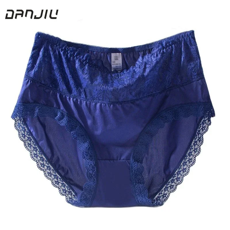 

3XL 4XL 5XL Large Size Women Sexy Lace Ice Silk Underwear High Waist Elasticity Shapewear Abdomen Hips Panties Breifs