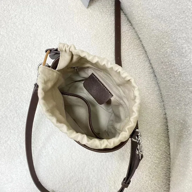 New High-quality Drawstring Bucket Bag Fashion Women's Cylinder Bag Mini Underarm Shoulder Bags Ladies Small Messenger Bags