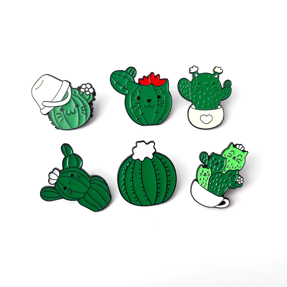 

Potted Plant Cactus Enamel Pins Metal Lovely Badges Brooch Vintage Brooches For Women Jewelry Clothing Collar Lapel Accessories